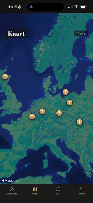 Waidbook-app: Trofeekaart (voorbeeldscherm met geanonimiseerde gegevens)